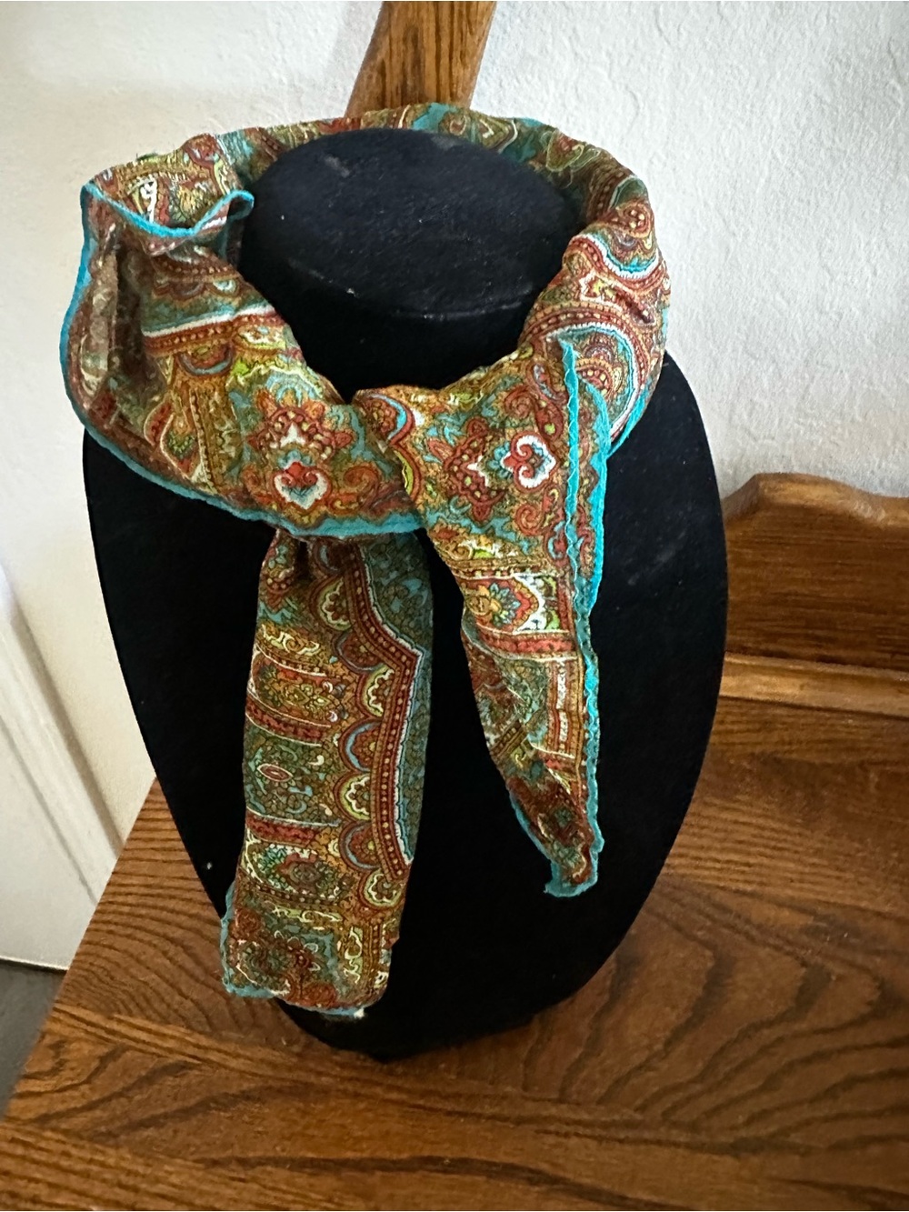 Vintage 60s Hand Printed Paisley Scarf